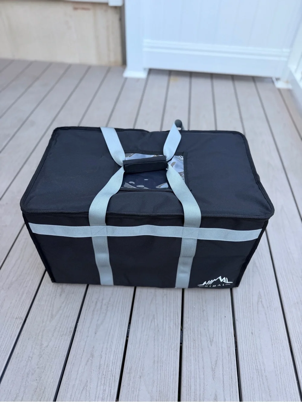 Black Foldable Storage Tote with Gray Straps - Unbranded
